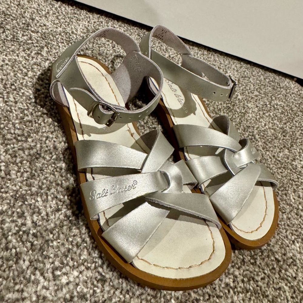 Salt Water Silver Leather Sandals